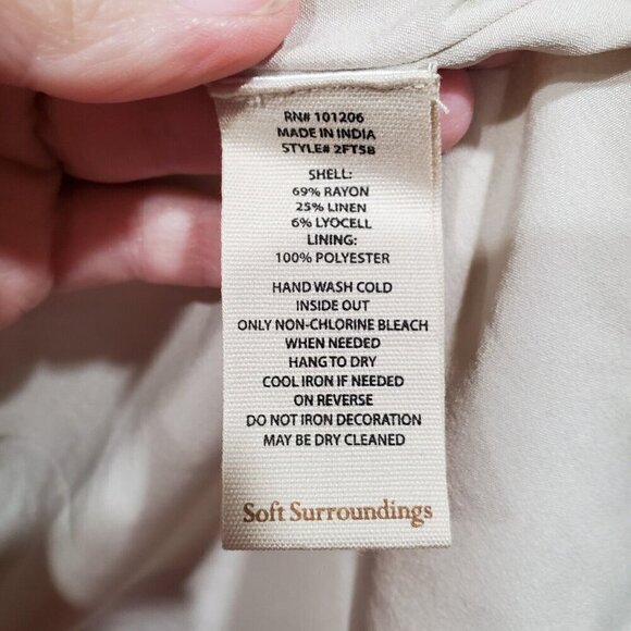 Soft Surroundings Linen Duster Long Cardigan Coat Shell Button Embellish Sz M - Picture 8 of 16